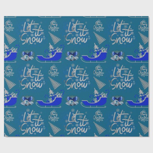 ブルーとシルバーで雪を降らす | ラッピングペーパー (フラット)