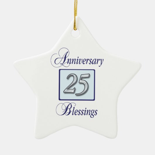 ブルーとシルバーで25周年記念を祝おう セラミックオーナメント (正面)