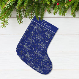 ブルーとシルバーのオーダーメイド ラージクリスマスストッキング