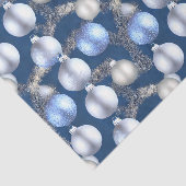 ブルーとシルバーのクリスマス電球シリーズ デザイン7 薄葉紙 (詳細)