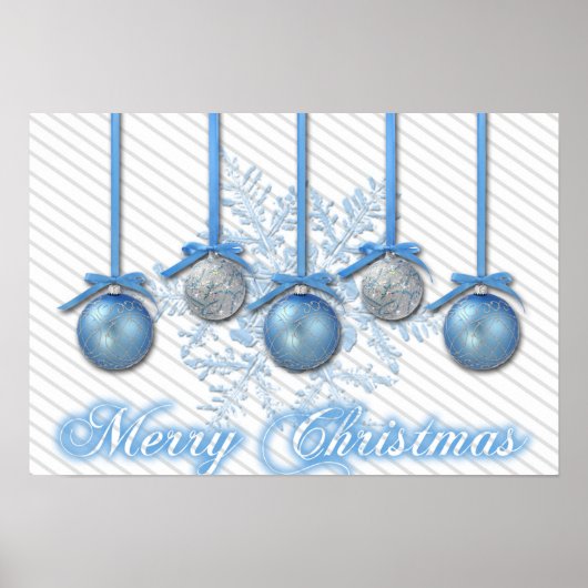 ブルーとシルバーのグリッターオーナメント ポスター (正面)