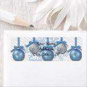 ブルーとシルバーのグリッターオーナメント ラベル (インサイチュ)