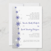 ブルーとシルバーのグレーのスノーフレーク結婚式招待状 招待状 (正面)