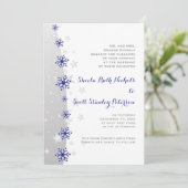 ブルーとシルバーのグレーのスノーフレーク結婚式招待状 招待状 (スタンド正面)