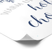 ブルーとシルバーのスノーフレーク熱チョコレートバーのサイン ポスター (角)