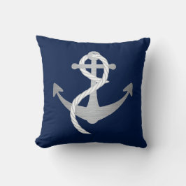 ブルーとシルバーのセーラ航海のー・マモダンータイム クッション