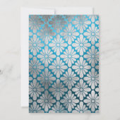 ブルーとシルバーのフローラ縁どブライダルシャワー 招待状 (裏面)