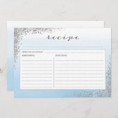 ブルーとシルバーのレシピカード 招待状 (正面/裏面)