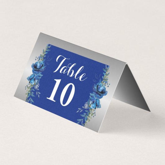 ブルーとシルバーの折り畳みカードのエレガンス (正面)