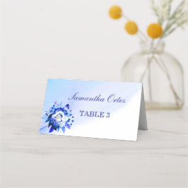 ブルーとシルバーの結婚式ゲストカード プレイスカード