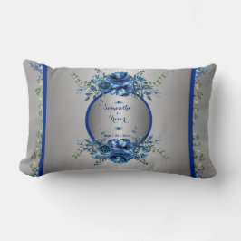 ブルーとシルバーの花びら交響曲 ランバークッション