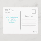 ブルーとシルバーの雪の結晶の冬のベビーシャワー ポストカード (裏面)