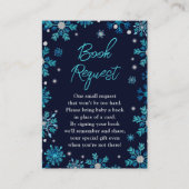 ブルーとシルバーの雪片の冬の本のリクエスト エンクロージャーカード (正面)