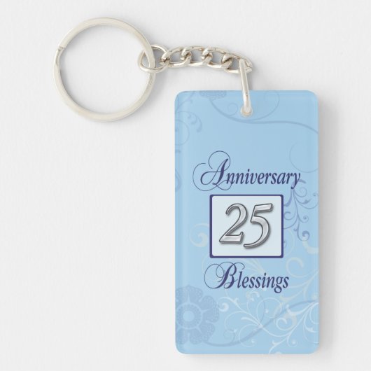 ブルーとシルバーの25周年記念 キーホルダー (正面)
