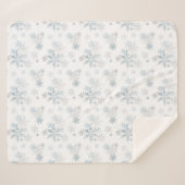 ブルーとシルバーグレイ雪の結晶の冬のワンダーランド シェルパブランケット (正面(横))