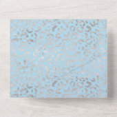 ブルーとシルバーヒョウ柄の水色の花 オールインワン招待状 (裏面)