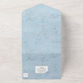 ブルーとシルバーヒョウ柄の水色の花 オールインワン招待状 (外側)