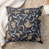 ブルーとタン・ウィリアム・モリスエレガントインスパイア クッション (ブランケット)