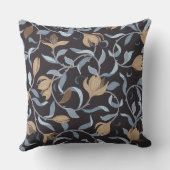 ブルーとタン・ウィリアム・モリスエレガントインスパイア クッション (裏面)