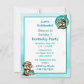 ブルーとターコイズオッターボーイズバースデーパーティー 招待状 (裏面)