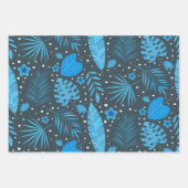 ブルーとターコイズトロピカルパームモンステラ離れズ ラッピングペーパーシート (正面2)
