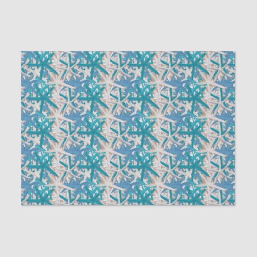 ブルーとターコイズヒトデティッシュペーパー 薄葉紙 (正面)