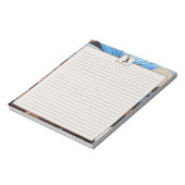 ブルーとチョコレートのフローラ- パーソナライズされた Monogram ノートパッド (回転)