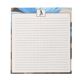 ブルーとチョコレートのフローラ- パーソナライズされた Monogram ノートパッド