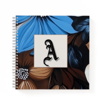 ブルーとチョコレートのフローラ- パーソナライズされた Monogram