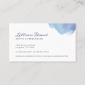 ブルーとティール（緑がかった色）の水彩洗芸術的浄 名刺 (裏面)