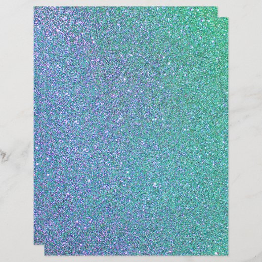 ブルーとティール（緑がかった色）グリッターテクススクレーブック紙 (正面/裏面)