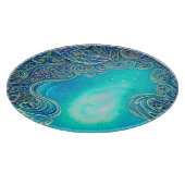 ブルーとティール（緑がかった色）抽象芸術アート カッティングボード (角)