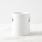 ブルーとネイビーの花と葉っぱのウェディング コーヒーマグカップ (中央)