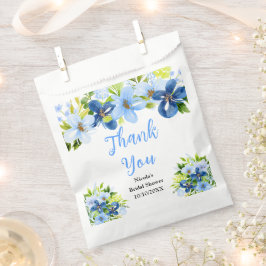 ブルーとネイビーの花 ブライダルシャワーのお礼 フェイバーバッグ