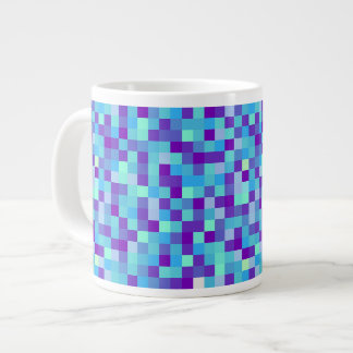 ブルーとパープルのピクセルパターンマグ ジャンボコーヒーマグカップ