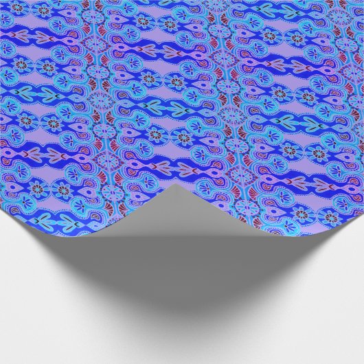 ブルーとパープルのボーホギフト包装 ラッピングペーパー (角)