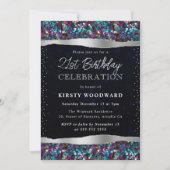 ブルーとパープルの人魚の続編21st誕生日 招待状 (正面)