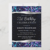 ブルーとパープルの人魚の続編21st誕生日 招待状 (正面)