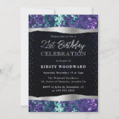 ブルーとパープルの人魚の続編21st誕生日 招待状 (正面)