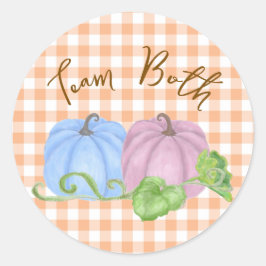 ブルーとピンクのかぼちゃのツインズジェンダーリビール "チーム両方" ラウンドシール