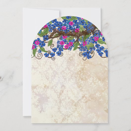 ブルーとピンクのさくらんぼブロッサムティーステイン招待状 招待状 (裏面)