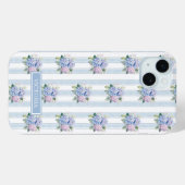 ブルーとピンクのアジサイのモノグラム Case-Mate iPhoneケース (裏面 (横))