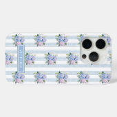 ブルーとピンクのアジサイのモノグラム Case-Mate iPhoneケース (裏面 (横))