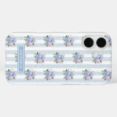 ブルーとピンクのアジサイのモノグラム Case-Mate iPhoneケース (裏面 (横))