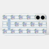 ブルーとピンクのアジサイのモノグラム Case-Mate iPhoneケース (裏面 (横))