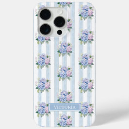ブルーとピンクのアジサイのモノグラム iPhone 15 PRO MAXケース