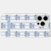 ブルーとピンクのアジサイのモノグラム Case-Mate iPhoneケース (裏面 (横))
