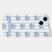 ブルーとピンクのアジサイのモノグラム Case-Mate iPhoneケース (裏面 (横))