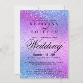 ブルーとピンクのグリッター招待状 招待状 (正面)