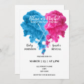 ブルーとピンクのゴルフジェンダーが招待を明らかにする 招待状 (正面/裏面)